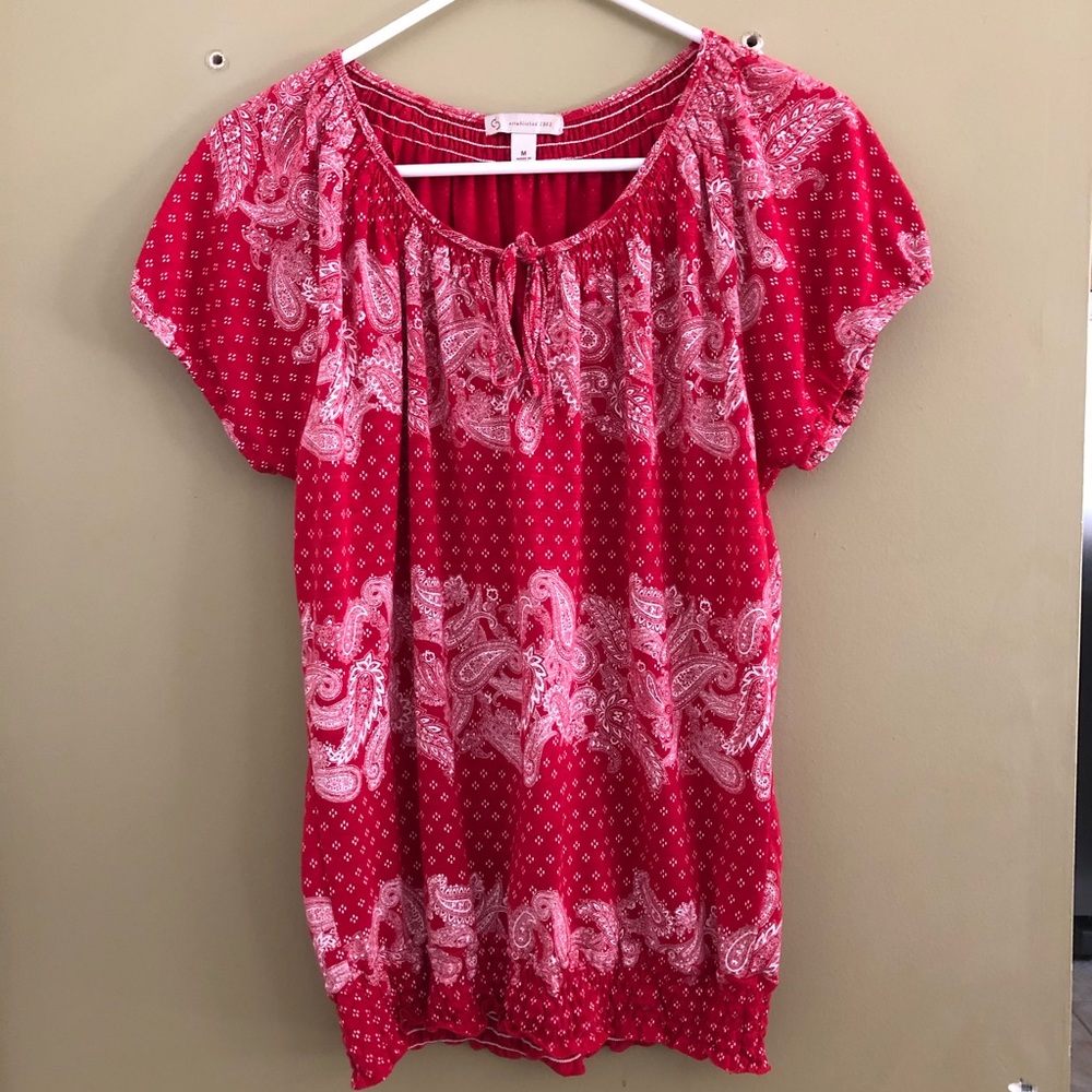 Dress barn paisley top red size M